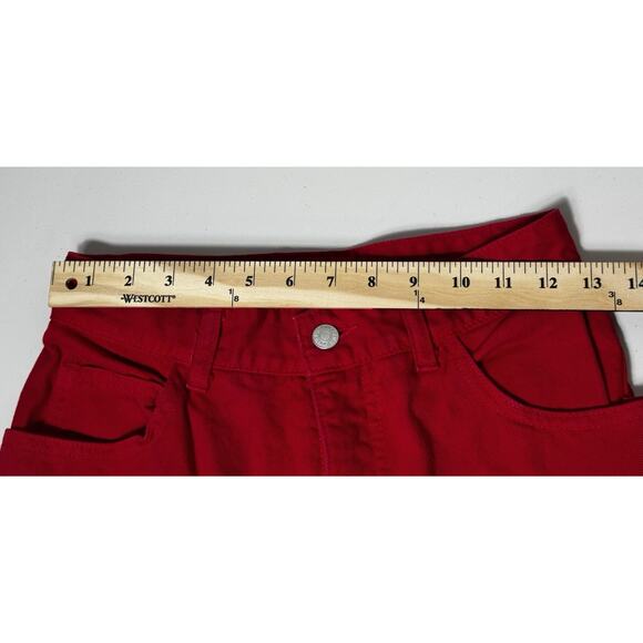 Rare 90 JUST USA Red High Waist Straight Leg Jeans Sz 9 ~ 27” Waist Made in USA - Picture 8 of 12
